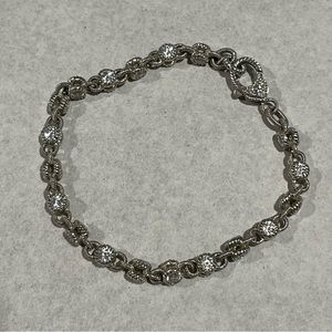 Judith Ripka Bracelet Sterling Silver Diamonique QVC Twist Chain, Length 8 1/4